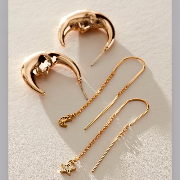 Free people my lucky moons and stars earrings set - Picture 4 of 12